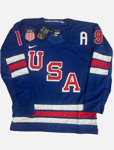 Matthew Tkachuk USA 2026 Olympic Blue Hockey Jersey - Size S - Brand New