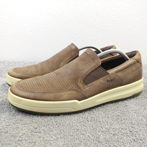 Ecco Jack Slip On Mens Size 12 Shoes Brown Perforated Leather Sneakers Low Top