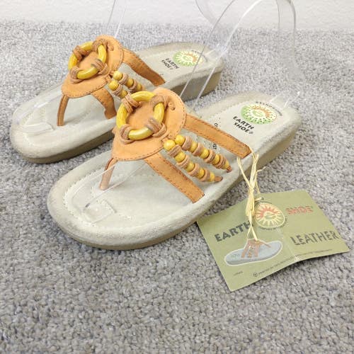Earth Shoe Sandals Womens 5 Shoes Logan Brown Leather Casual Beaded Thong