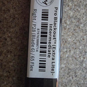 Pro Black Out Intermediate Extra Lite Right-Handed Hockey Stick P28 65 Flex (New)