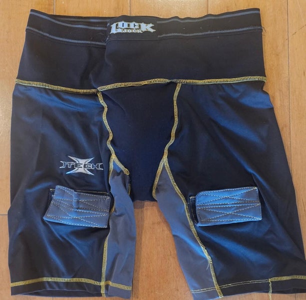 Itech Hockey Compression Under Shorts with Socks Tabs and Removable Protective Cup – Senior Large