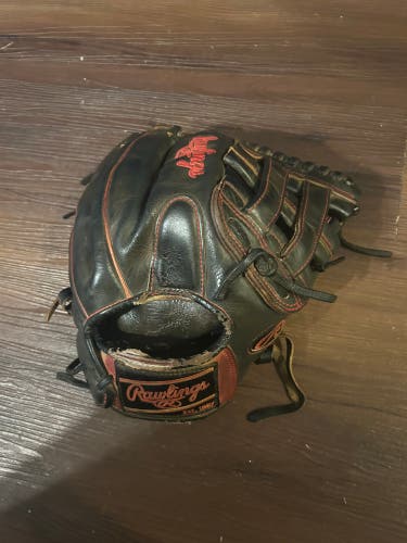 Custom Red and Black Rawlings Heart of the Hide RH Infield Baseball Glove 11.5" (Used)