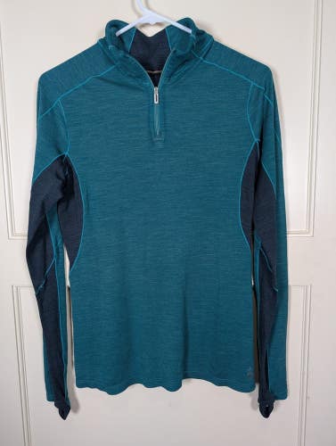 Smartwool 250 Merino Wool Baselayer 1/4 Zip Pullover Womens Size: M Teal Green