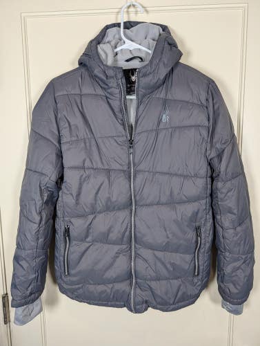 Spyder Nexus Puffer Jacket Fleece Lined Hooded Insulated Youth Size: L Gray