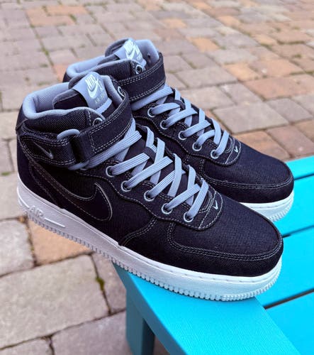 Women's Nike Air Force 1 '07 Mid Denim Obsidian Summit White Slate Sneakers Sz 8