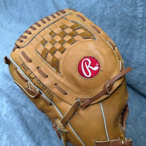 Yellow Rawlings Supe R Size LH Softball Glove 14" (Used)