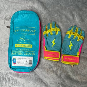 Blue Youth Large Bruce Bolt Batting Gloves Single Cuff (Used)