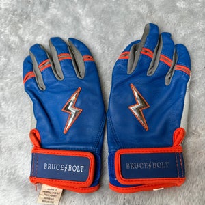 Blue Youth Medium Bruce Bolt Batting Gloves Single Cuff (Used)