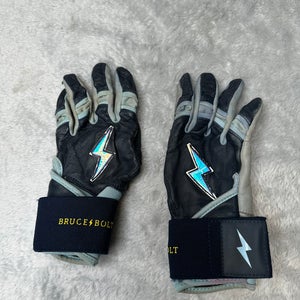 Blue Youth Medium Bruce Bolt Batting Gloves Long Cuff (Used)