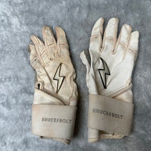White Large Bruce Bolt Batting Gloves (Used)