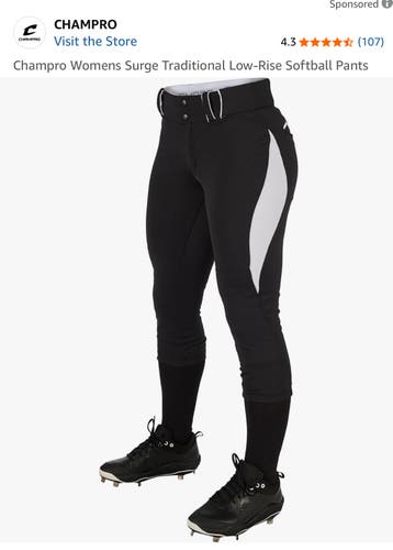 Black Women's Large Youth Champro Game Pants (New)
