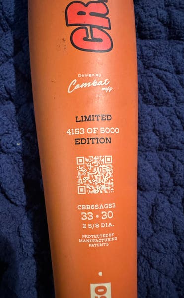 Bat De Baseball Combat Rodeo 2025 - 33"/30 Oz, BBCOR, édition Limitée #/5000, Occasion Légère