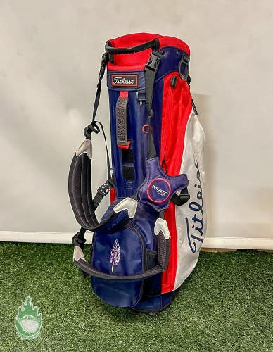 Used Titleist 4-Way Players 4 Golf Bag Red/White/Blue Rainhood Not Included