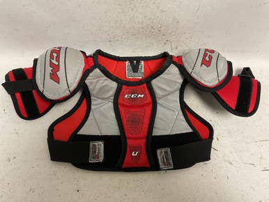 Used CCM U+ Youth Shoulder Pads Grey And Red LG 11855-S000198770