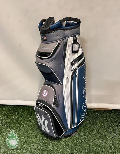Used New York Yankees 14 Way Golf Cart Carry Bag Blue/White Rainhood Included
