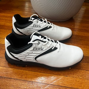Etonic Golf Shoes Men’s 10.5 White/Black Soft Spike Cleats – Read Description