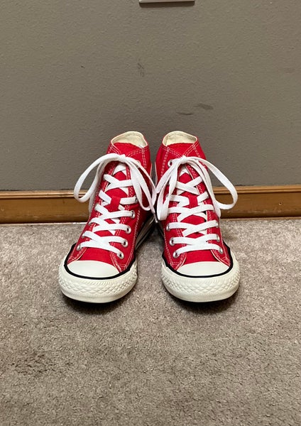 Chuck Taylor All Star High-top Unisex Sneaker, Enamel Red-Sz Men 4/Women 6 (EUC)