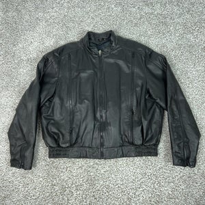 Hein Gericke Jacket Mens 52 2XL Black Leather Motorcycle Biker Padded Zip Moto