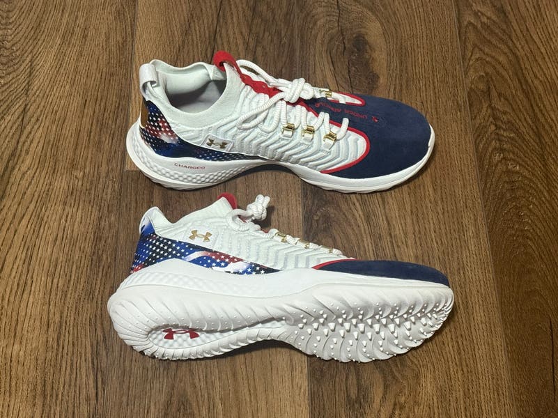 Under Armour Bryce Harper 9 Turf Shoes White Navy USA 