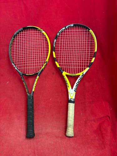 Two Tennis Racquet: 1) Prince EXO3 Hybrid 100. 2) Babolat AeroPro Drive