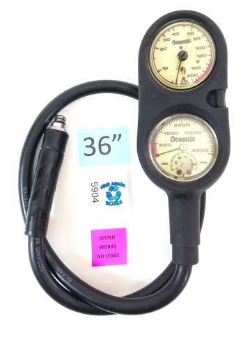 Oceanic Scuba Navigator 2 or 3 Gauge Complete Console SPG Pressure, Depth, Slate