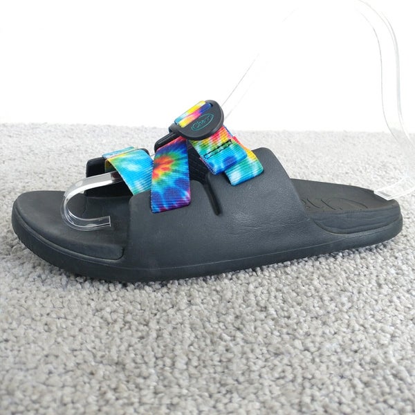 Chaco Chillos Slides Girls Size 4Y Sandals Slip On Shoes Tie Dye Rainbow