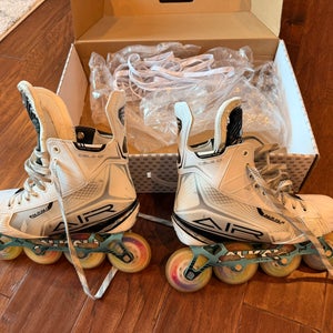 White Alkali Cele Air Inline Hockey Skates 8 (Used)