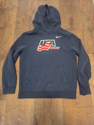 Blue Kids Unisex Youth Medium USA Hockey Nike Sweatshirt (Used)