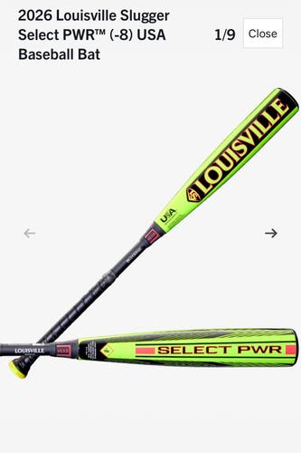 2026 Louisville Slugger Select PWR Hybrid USABat Certified Bat (-8) 23 oz 31" (New)