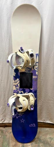 Morrow Eclipse 128cm Twin-Tip All-Mountain Girls Snowboard Slider Bindings CLEAN