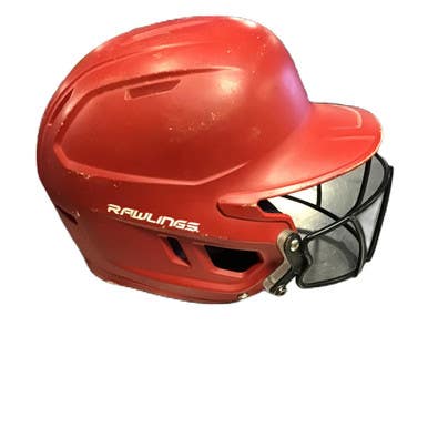 Used Rawlings Mach Carbon Batting Helmet w/Mask Red One Size 11730-S000069474