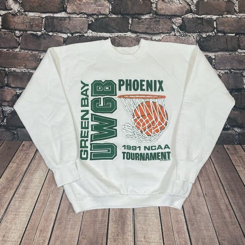 Vintage Green Bay Phoenix Basketball Puff Print Sweatshirt UWGB Sweater Medium