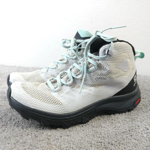 Salomon OUTline Mid GTX Womens Size 6.5 Boots Waterproof Light Gray Lace Up