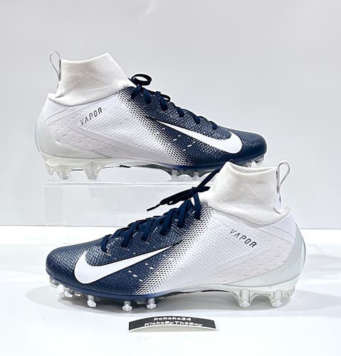 Size 12.5 Nike Vapor Untouchable Pro 3 Football Cleats White Navy Blue AO3021-102