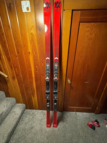 2020 Volkl Racetiger Speedwall WC SG 208 cm Racing Skis With Bindings Max Din 16 (Used)