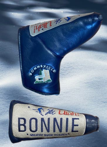 Leather Putter Cover Magnetic , Bonnieville  Utah Ski , Great Condition