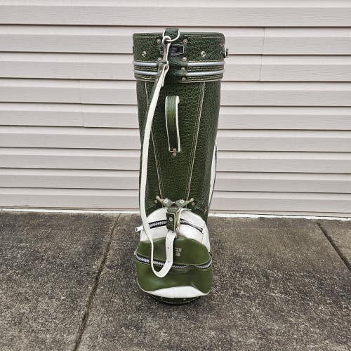 Vintage Macgregor Pro Only MT Green White Gator Croc Leather Staff Golf Bag