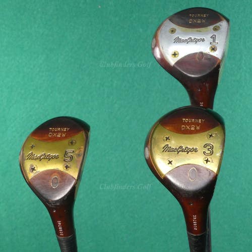 VINTAGE MacGregor DX Tourney DX2W 1, 3, & 5 Woods Steel Regular SET OF 3