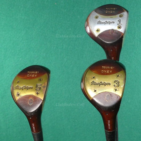 VINTAGE MacGregor DX Tourney DX2W 1, 3, & 5 Woods Steel Regular SET OF 3
