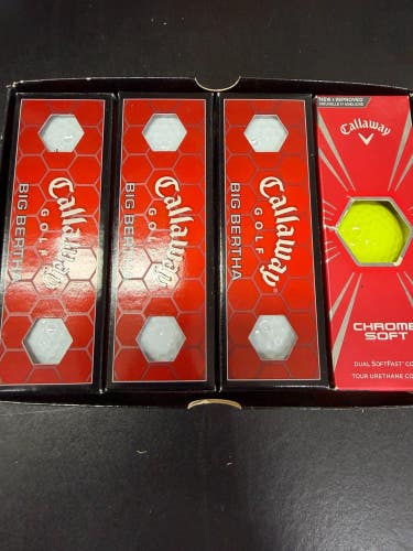 3 Sleeve (9) New Callaway Big Bertha Golf Balls Plus 3 Chrome Soft Yellow