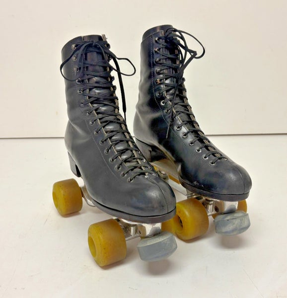 Vintage Reidell Douglas-Snyder Custom Built Black Leather Roller Skates Men's 9