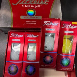 12 New Titleist DT Solo Golf Balls/ 3 Sleeve White 1 Sleeve Yellow