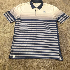 Adidas ClimaCool blue&white stripped polo shirt.