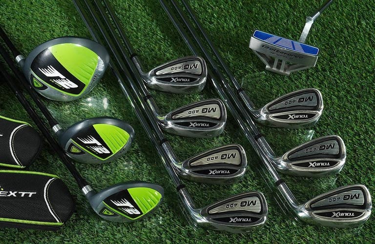 Men's 14Pc. Golf Set TOUR-X MG400 Irons, Nextt T2 Woods, Delta Force Putter RH