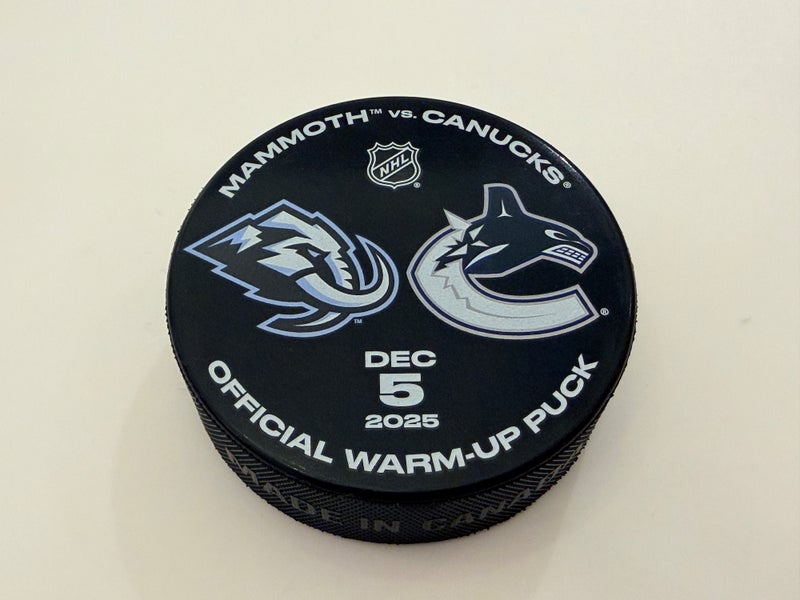 First Logo Utah Mammoth Vs Vancouver Canucks Official Warm-Up Puck Dec 5 2025