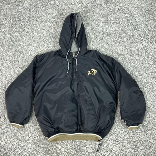 Vintage Colorado Buffaloes Jacket Mens XL Black NCAA Football Starter Hooded
