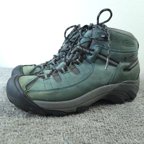 Keen Targhee II Mid Waterproof Hiking Boots Womens Size 9 Shoes Green Leather
