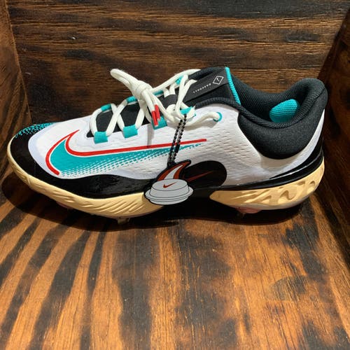 Nike RBI x Alpha Huarache Elite 4 Low White Teal Metal Cleat FZ7345-103 Men 12.5