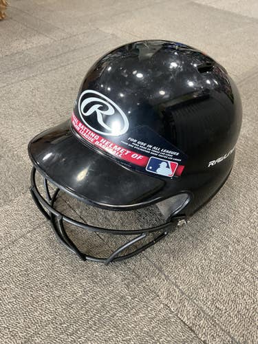 Used Rawlings BATTING HELMET W/ MASK Batting Helmet w/Mask Black XS 11614-S000230300