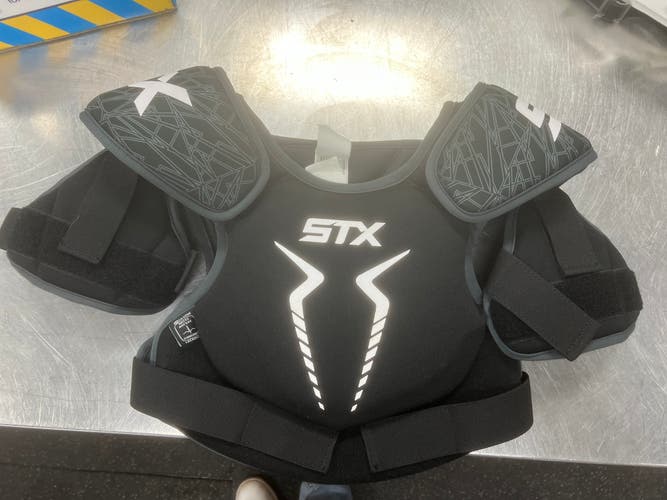 Used STX STX Lacrosse Shoulder Pads Black MD 11497-S000155236